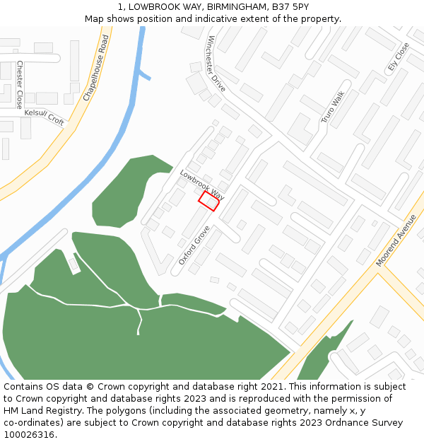 1, LOWBROOK WAY, BIRMINGHAM, B37 5PY: Location map and indicative extent of plot