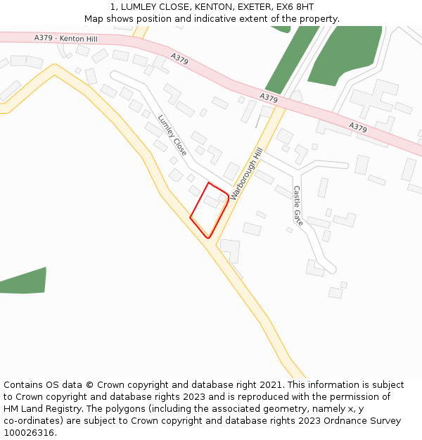 1, LUMLEY CLOSE, KENTON, EXETER, EX6 8HT: Location map and indicative extent of plot