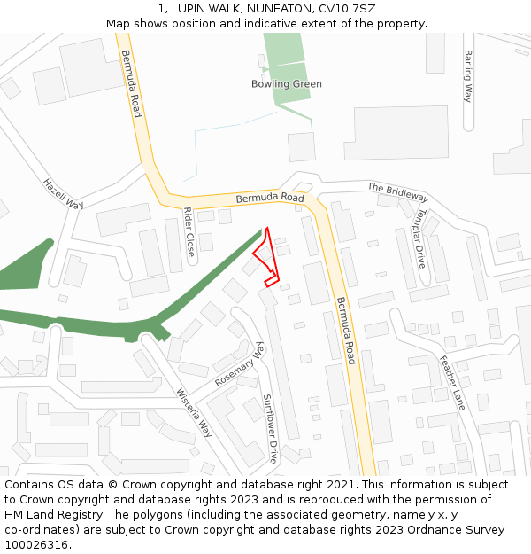 1, LUPIN WALK, NUNEATON, CV10 7SZ: Location map and indicative extent of plot