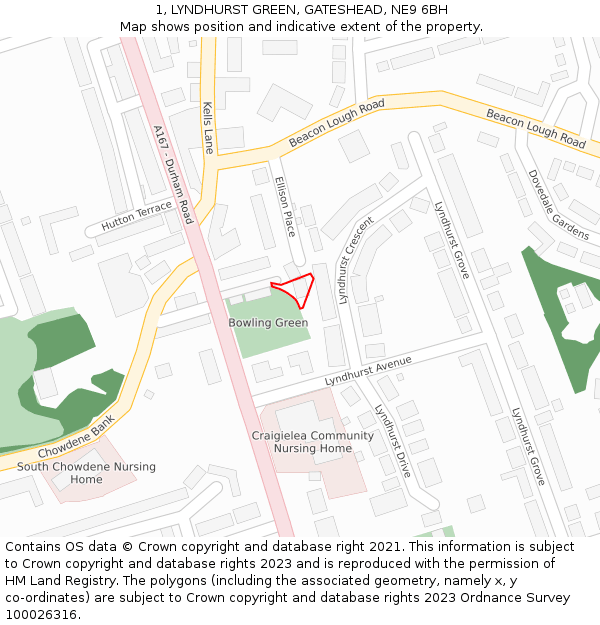 1, LYNDHURST GREEN, GATESHEAD, NE9 6BH: Location map and indicative extent of plot