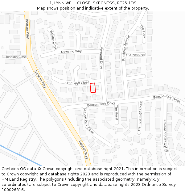 1, LYNN WELL CLOSE, SKEGNESS, PE25 1DS: Location map and indicative extent of plot