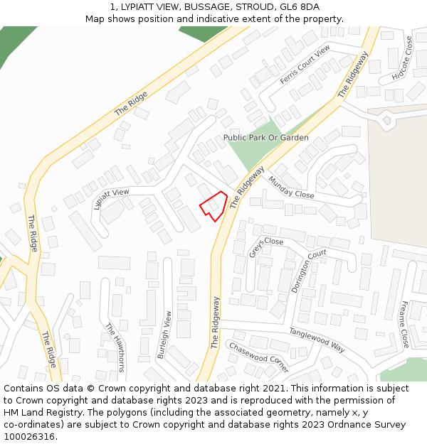 1, LYPIATT VIEW, BUSSAGE, STROUD, GL6 8DA: Location map and indicative extent of plot
