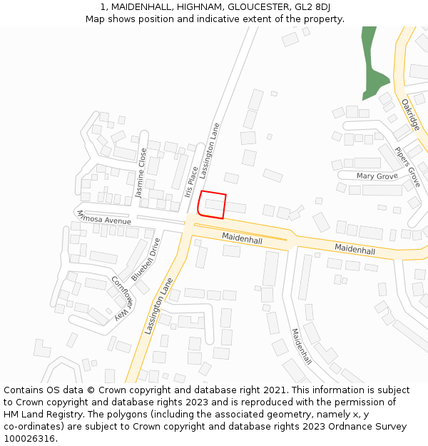 1, MAIDENHALL, HIGHNAM, GLOUCESTER, GL2 8DJ: Location map and indicative extent of plot