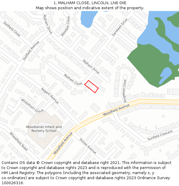 1, MALHAM CLOSE, LINCOLN, LN6 0XE: Location map and indicative extent of plot