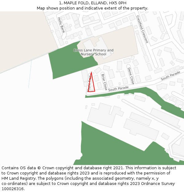 1, MAPLE FOLD, ELLAND, HX5 0PH: Location map and indicative extent of plot