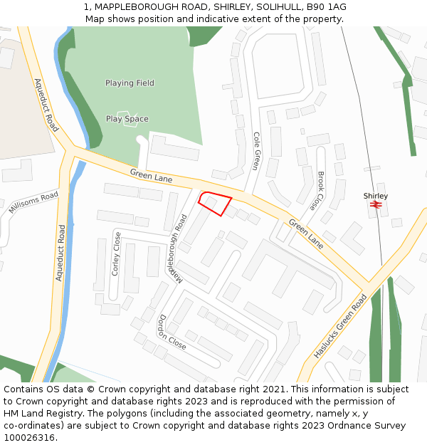 1, MAPPLEBOROUGH ROAD, SHIRLEY, SOLIHULL, B90 1AG: Location map and indicative extent of plot