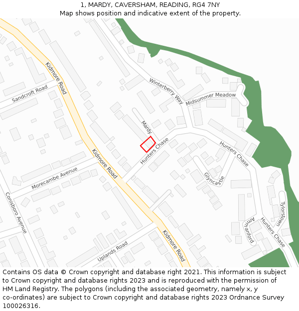 1, MARDY, CAVERSHAM, READING, RG4 7NY: Location map and indicative extent of plot