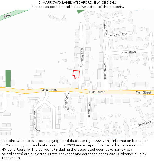 1, MARROWAY LANE, WITCHFORD, ELY, CB6 2HU: Location map and indicative extent of plot