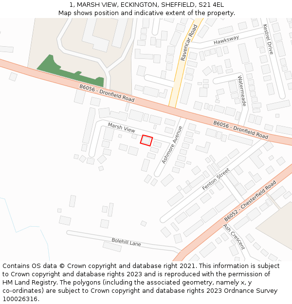 1, MARSH VIEW, ECKINGTON, SHEFFIELD, S21 4EL: Location map and indicative extent of plot