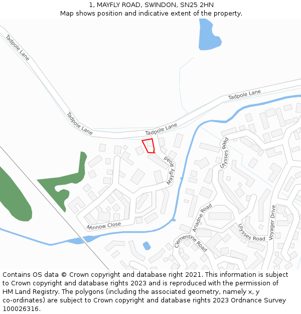 1, MAYFLY ROAD, SWINDON, SN25 2HN: Location map and indicative extent of plot