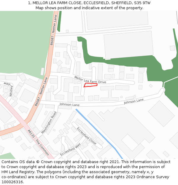 1, MELLOR LEA FARM CLOSE, ECCLESFIELD, SHEFFIELD, S35 9TW: Location map and indicative extent of plot