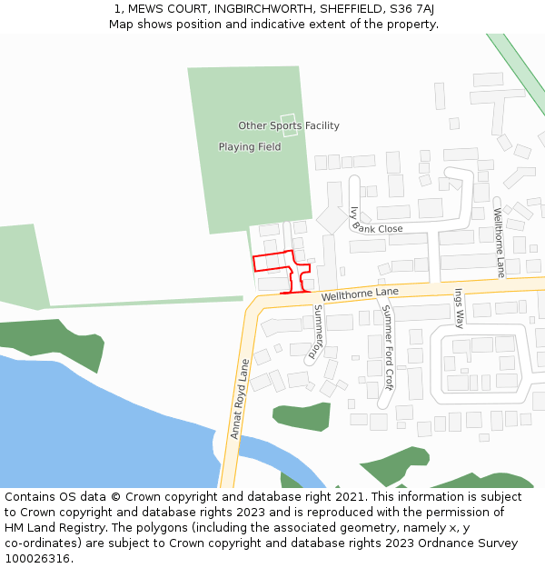 1, MEWS COURT, INGBIRCHWORTH, SHEFFIELD, S36 7AJ: Location map and indicative extent of plot