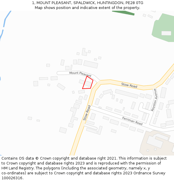 1, MOUNT PLEASANT, SPALDWICK, HUNTINGDON, PE28 0TG: Location map and indicative extent of plot