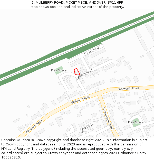 1, MULBERRY ROAD, PICKET PIECE, ANDOVER, SP11 6RP: Location map and indicative extent of plot
