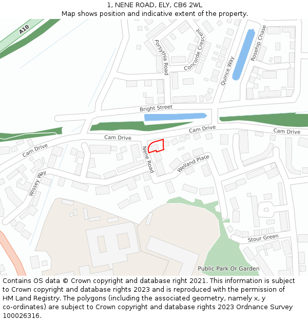 1, NENE ROAD, ELY, CB6 2WL: Location map and indicative extent of plot