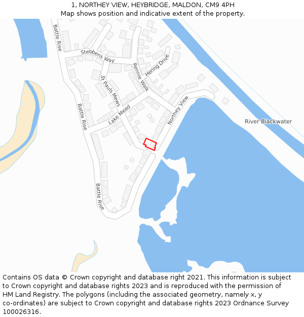 1, NORTHEY VIEW, HEYBRIDGE, MALDON, CM9 4PH: Location map and indicative extent of plot