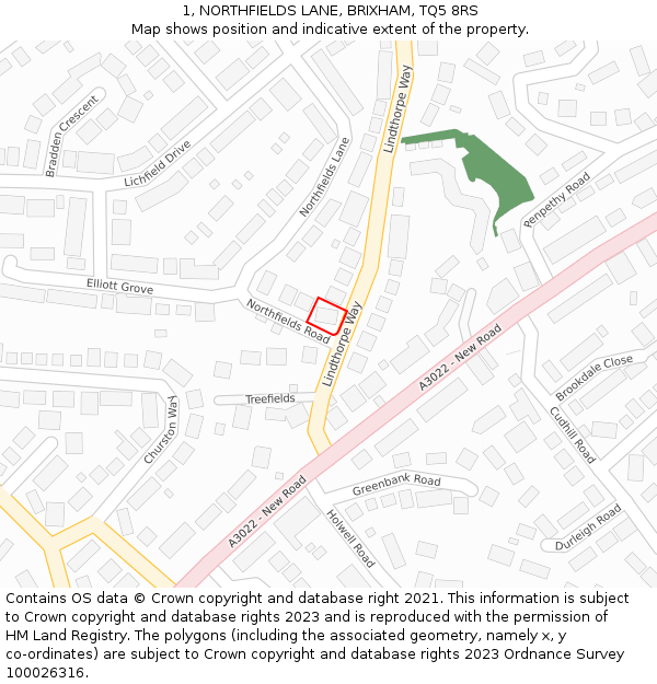 1, NORTHFIELDS LANE, BRIXHAM, TQ5 8RS: Location map and indicative extent of plot