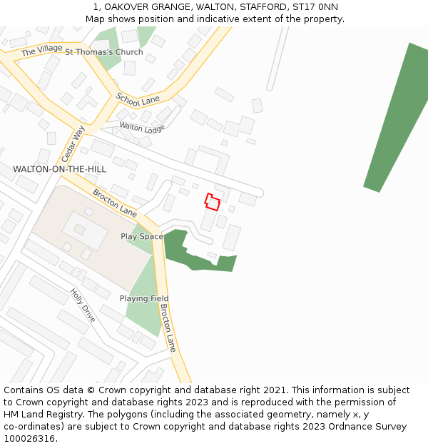 1, OAKOVER GRANGE, WALTON, STAFFORD, ST17 0NN: Location map and indicative extent of plot