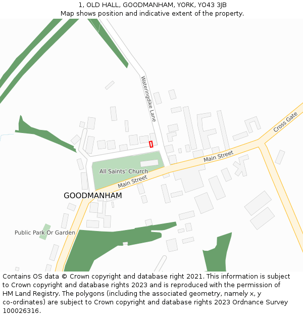 1, OLD HALL, GOODMANHAM, YORK, YO43 3JB: Location map and indicative extent of plot