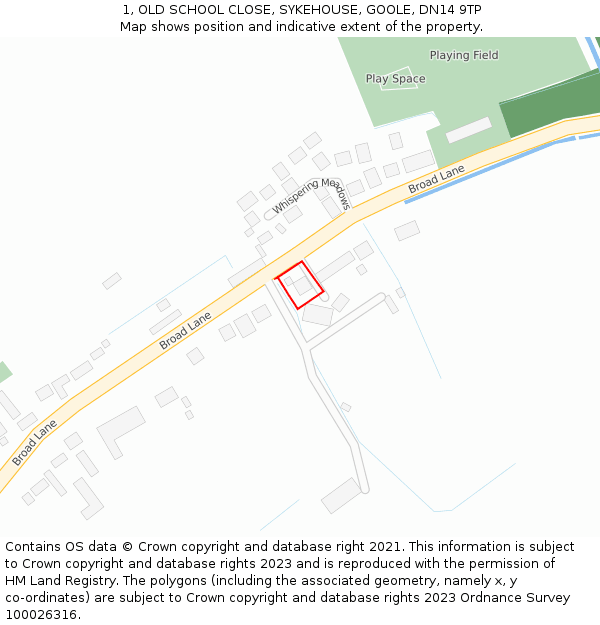 1, OLD SCHOOL CLOSE, SYKEHOUSE, GOOLE, DN14 9TP: Location map and indicative extent of plot