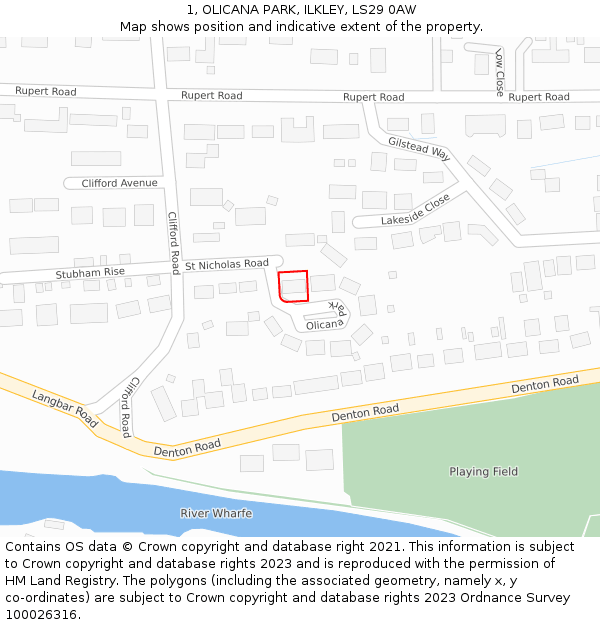 1, OLICANA PARK, ILKLEY, LS29 0AW: Location map and indicative extent of plot