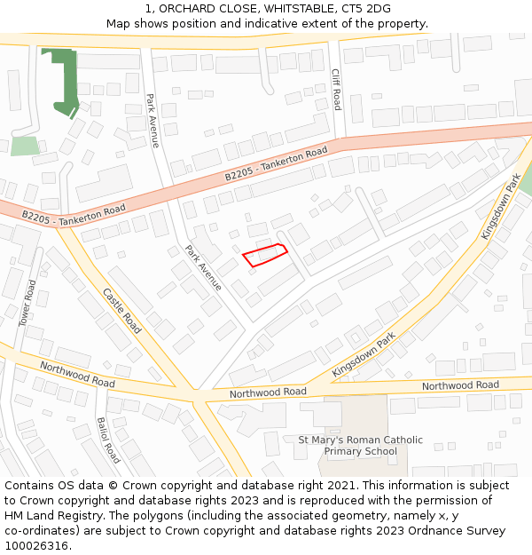1, ORCHARD CLOSE, WHITSTABLE, CT5 2DG: Location map and indicative extent of plot