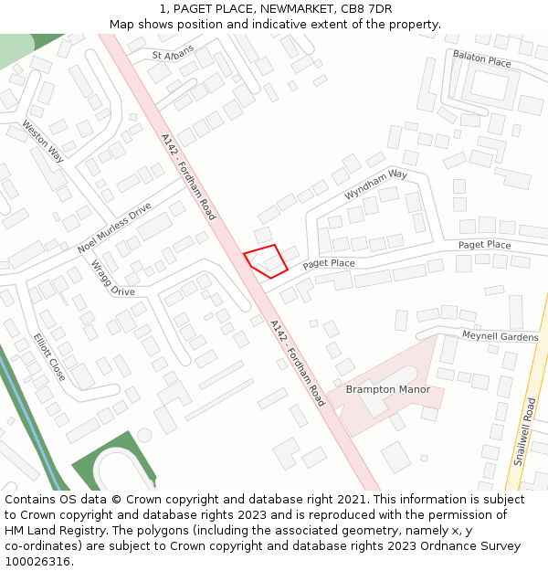 1, PAGET PLACE, NEWMARKET, CB8 7DR: Location map and indicative extent of plot