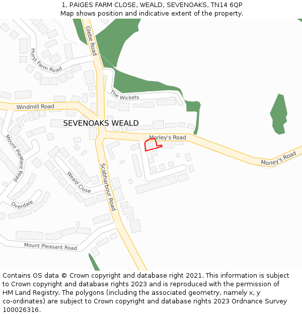 1, PAIGES FARM CLOSE, WEALD, SEVENOAKS, TN14 6QP: Location map and indicative extent of plot