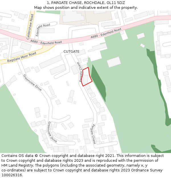 1, PARGATE CHASE, ROCHDALE, OL11 5DZ: Location map and indicative extent of plot