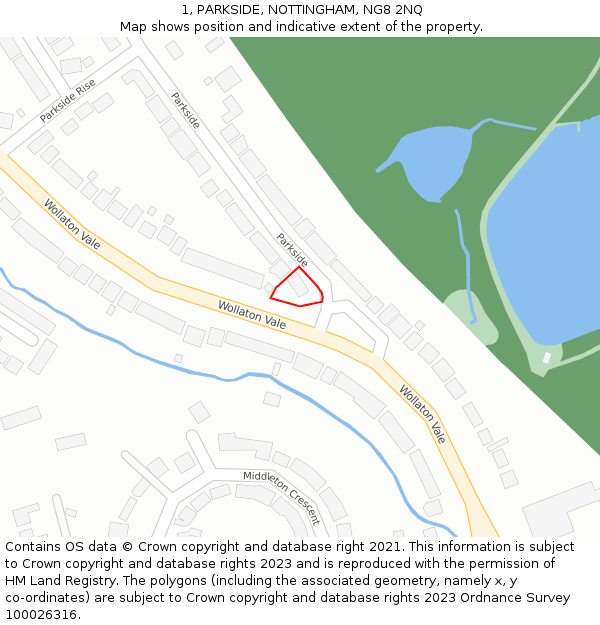 1, PARKSIDE, NOTTINGHAM, NG8 2NQ: Location map and indicative extent of plot