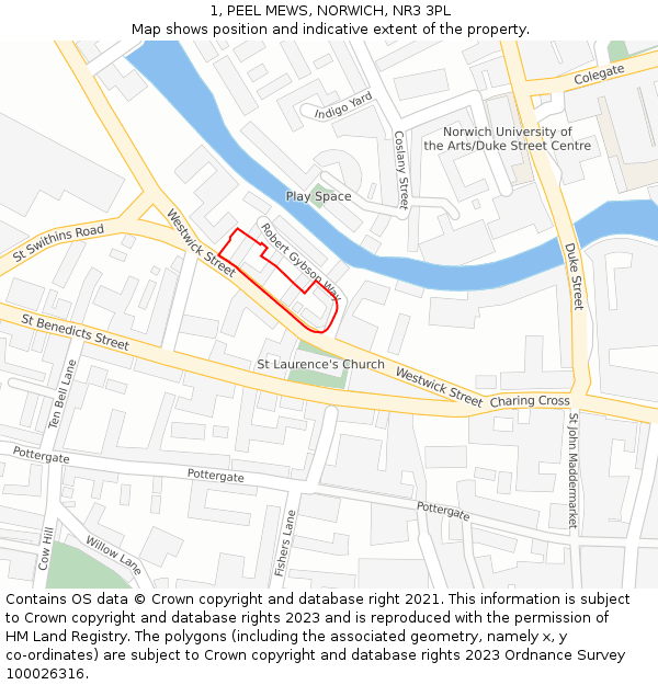1, PEEL MEWS, NORWICH, NR3 3PL: Location map and indicative extent of plot