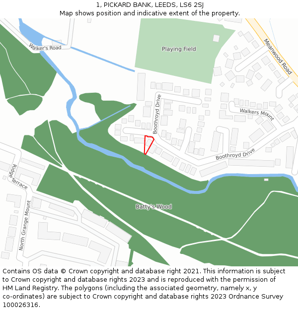 1, PICKARD BANK, LEEDS, LS6 2SJ: Location map and indicative extent of plot