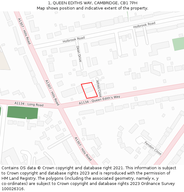 1, QUEEN EDITHS WAY, CAMBRIDGE, CB1 7PH: Location map and indicative extent of plot