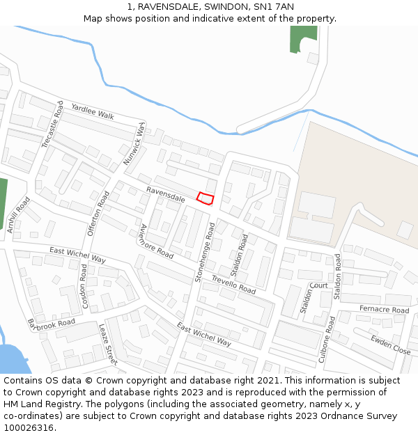 1, RAVENSDALE, SWINDON, SN1 7AN: Location map and indicative extent of plot