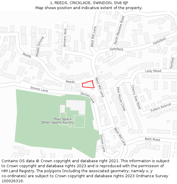 1, REEDS, CRICKLADE, SWINDON, SN6 6JF: Location map and indicative extent of plot