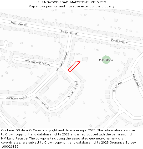 1, RINGWOOD ROAD, MAIDSTONE, ME15 7EG: Location map and indicative extent of plot