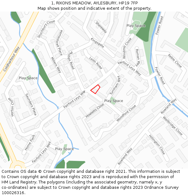 1, RIXONS MEADOW, AYLESBURY, HP19 7FP: Location map and indicative extent of plot