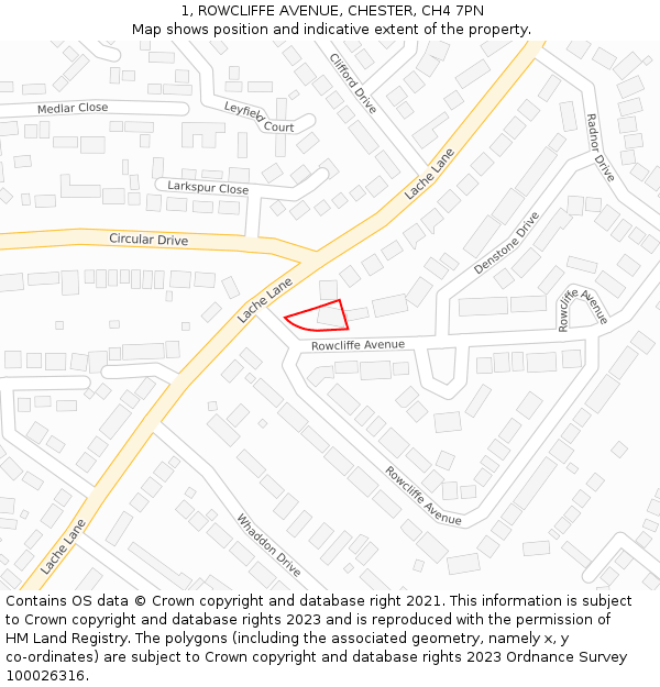 1, ROWCLIFFE AVENUE, CHESTER, CH4 7PN: Location map and indicative extent of plot