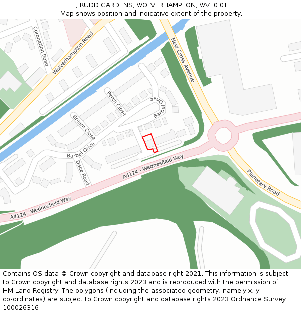 1, RUDD GARDENS, WOLVERHAMPTON, WV10 0TL: Location map and indicative extent of plot