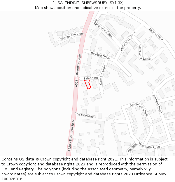 1, SALENDINE, SHREWSBURY, SY1 3XJ: Location map and indicative extent of plot