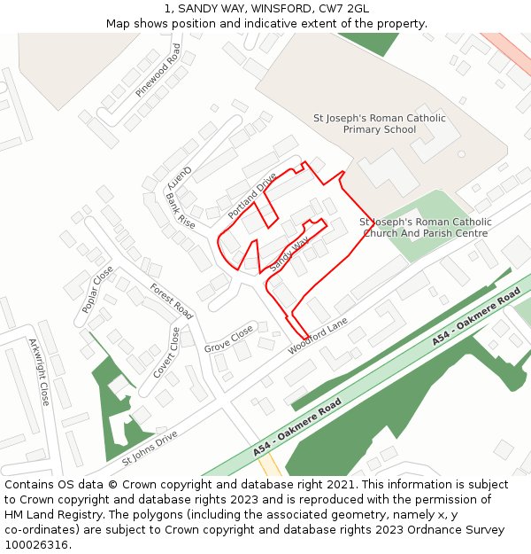 1, SANDY WAY, WINSFORD, CW7 2GL: Location map and indicative extent of plot