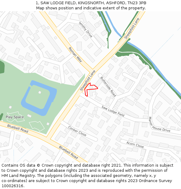 1, SAW LODGE FIELD, KINGSNORTH, ASHFORD, TN23 3PB: Location map and indicative extent of plot