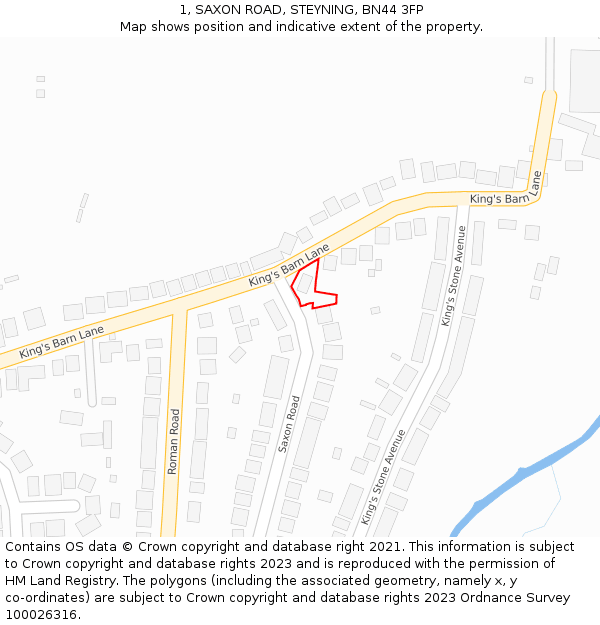 1, SAXON ROAD, STEYNING, BN44 3FP: Location map and indicative extent of plot