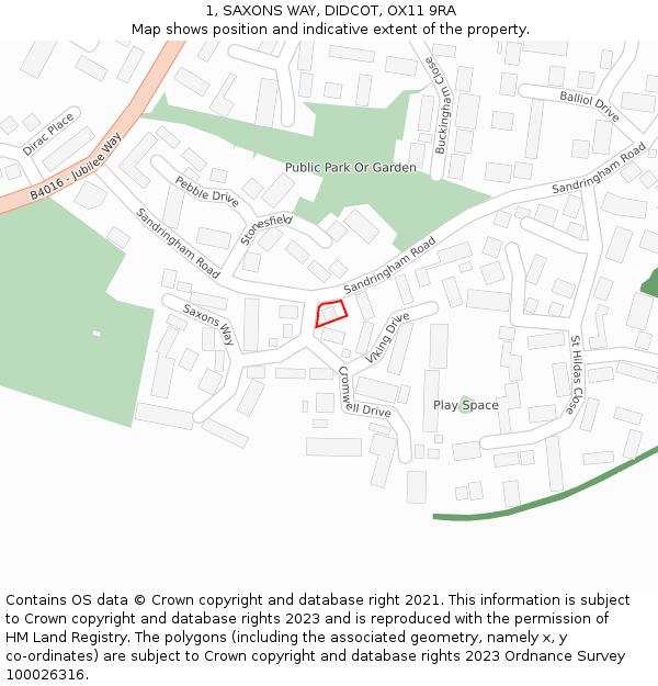 1, SAXONS WAY, DIDCOT, OX11 9RA: Location map and indicative extent of plot