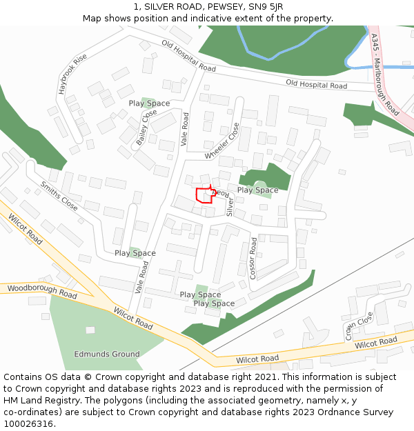 1, SILVER ROAD, PEWSEY, SN9 5JR: Location map and indicative extent of plot