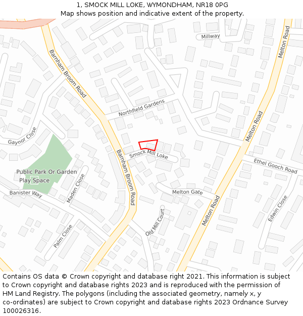 1, SMOCK MILL LOKE, WYMONDHAM, NR18 0PG: Location map and indicative extent of plot