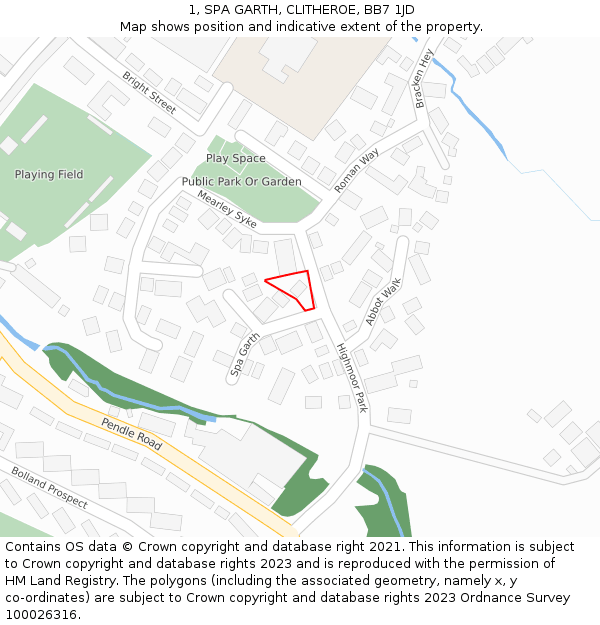 1, SPA GARTH, CLITHEROE, BB7 1JD: Location map and indicative extent of plot