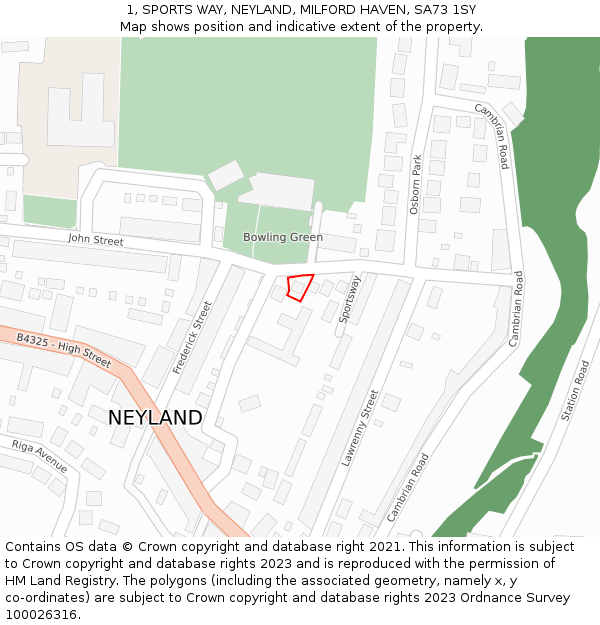 1, SPORTS WAY, NEYLAND, MILFORD HAVEN, SA73 1SY: Location map and indicative extent of plot