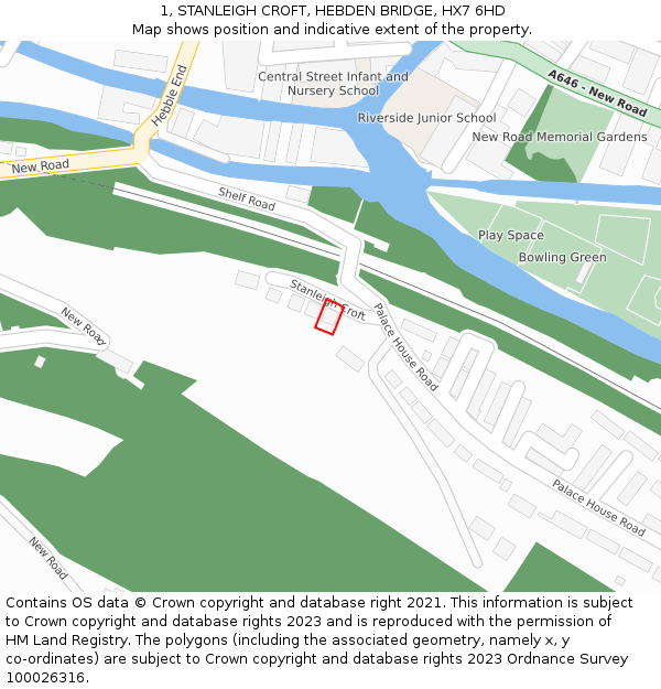 1, STANLEIGH CROFT, HEBDEN BRIDGE, HX7 6HD: Location map and indicative extent of plot