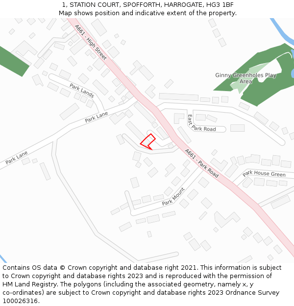 1, STATION COURT, SPOFFORTH, HARROGATE, HG3 1BF: Location map and indicative extent of plot